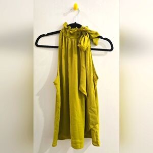 New York & Company Olive Green Blouse with Bow Accent